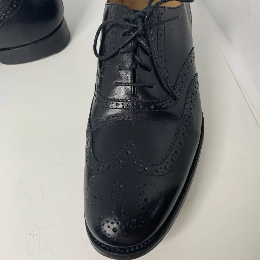 Savile‎ Row Selected Shoes Mens 12 Dress Wingtip Oxford Black Leather EUC